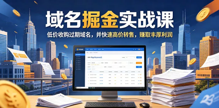 域名交易掘金实战课，低价收购过期域名，并快速高价转售，賺取丰厚利润【原创双语字幕】-站源网