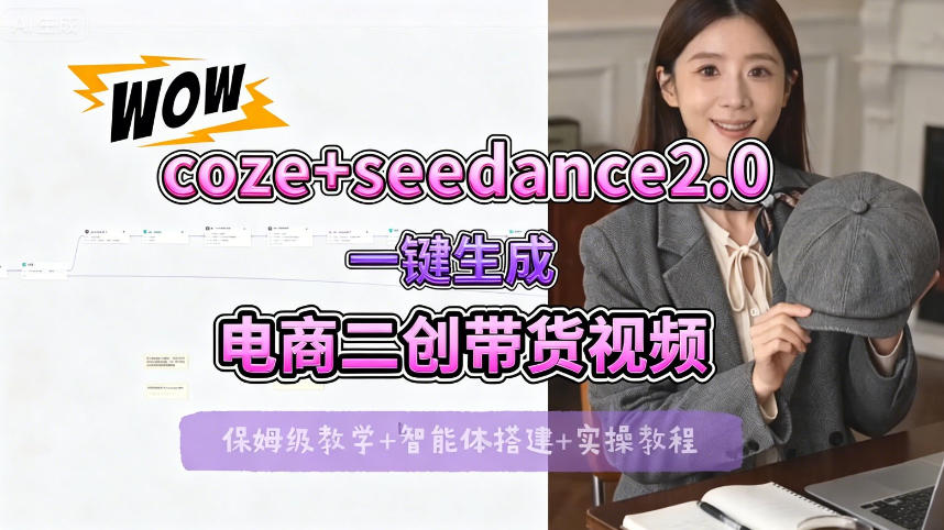 【Coze工作流搭建实操教程】seedance2.0+coze一键生成电商二创带货视频，全流程保姆级教学-站源网