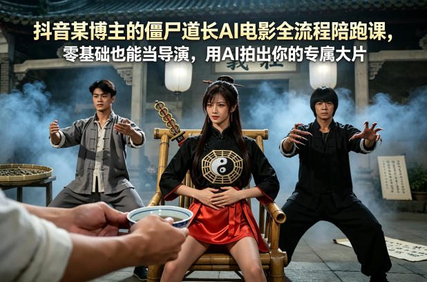 抖音某博主的僵尸道长AI电影全流程陪跑课，零基础也能当导演，用AI拍出你的专属大片-站源网