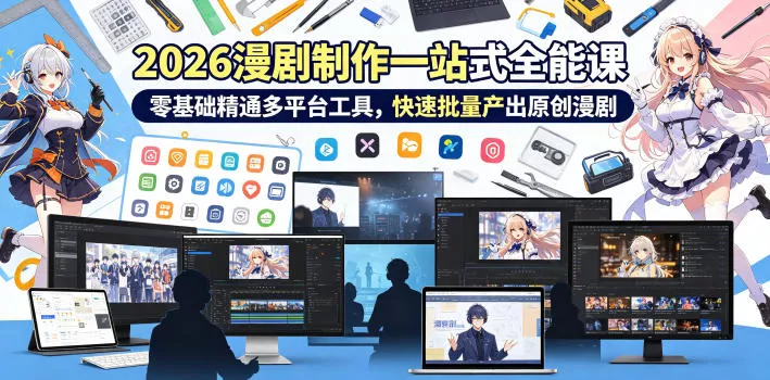 2026 AI漫剧制作一站式全能课,零基础精通多平台工具,快速批量产出原创漫剧-站源网