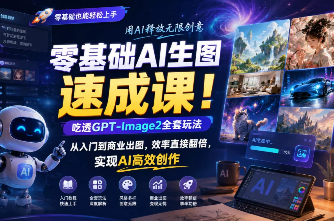 零基础AI生图速成课!吃透GPT-Image2全套玩法,从入门到商业出图,效率直接翻倍,实现AI高效创作-站源网