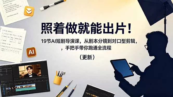 照着做就能出片!19节AI短剧导演课,从剧本分镜到对口型剪辑,手把手带你跑通全流程(更新-站源网