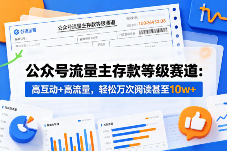 公众号流量主之存款等级赛道,高互动+高流量,轻松达到万次阅读,甚至10w+-站源网