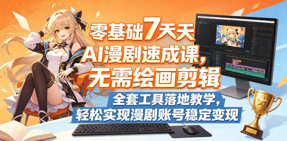 零基础7天AI漫剧速成课,无需绘画剪辑,全套工具落地教学,轻松实现漫剧账号稳定变现-站源网