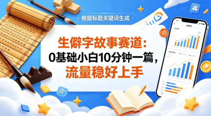 公众号流量主——生僻字故事赛道，流量稳，好上手，0基础小白也能10分钟一篇-站源网