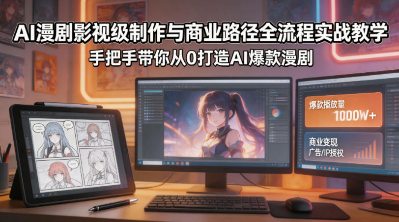 AI漫剧影视级制作与商业路径全流程实战教学，手带你从0打造AI爆款漫剧-站源网