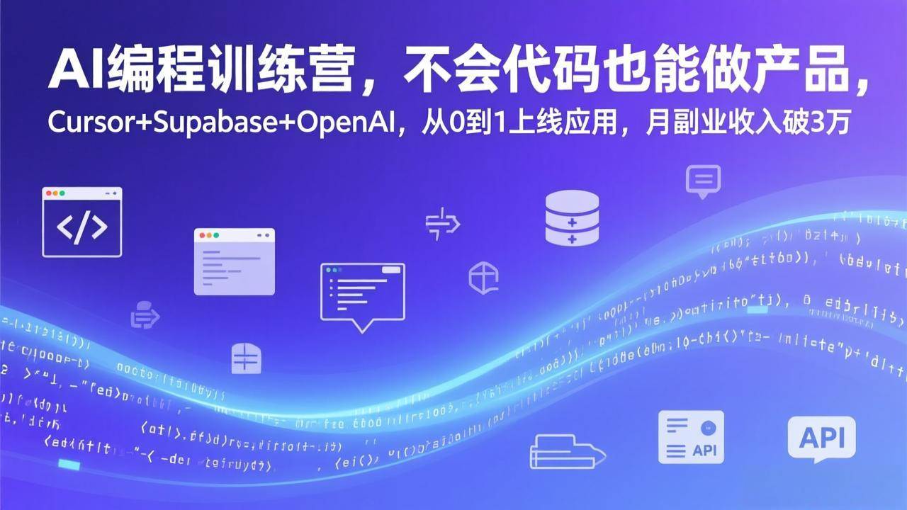 （17388期）AI编程训练营，不会代码也能做产品，Cursor+Supabase+OpenAI，从0到1上线应用，月副业收入破3万-站源网