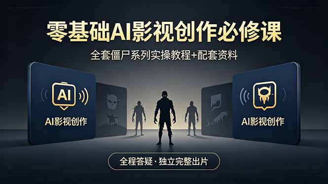 零基础AI影视创作必修课，全套僵尸系列实操教程加配套资料，全程答疑带你独立完整出片-站源网