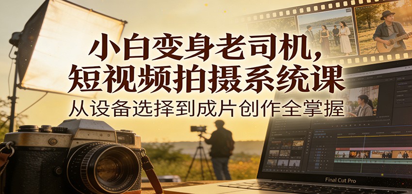 小白变身老司机,短视频拍摄系统课,从设备选择到成片创作全掌握-站源网
