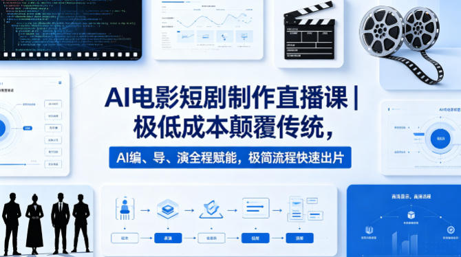 AI电影短剧制作直播课｜极低成本颠覆传统，AI编、导、演全程赋能，极简流程快速出片-站源网