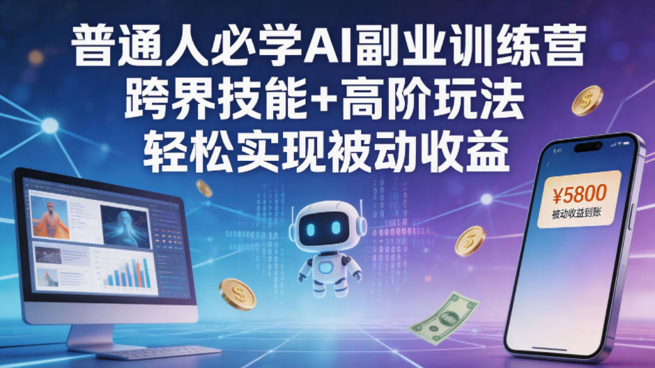普通人必学AI副业训练营跨界技能+高阶玩法轻松实现被动收益-站源网