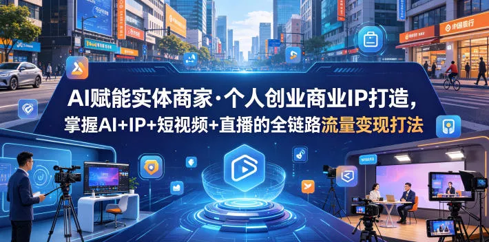 AI赋能实体商家·个人创业商业IP打造,掌握AI+IP+短视频+直播的全链路流量变现打法-站源网