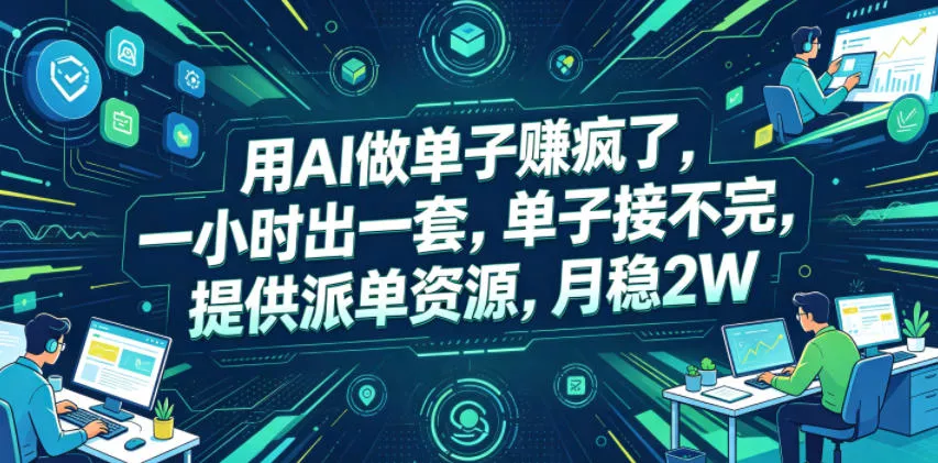 用AI做单子賺疯了,一小时出一套,单子接不完,提供派单资源,月稳2W【揭秘】-站源网