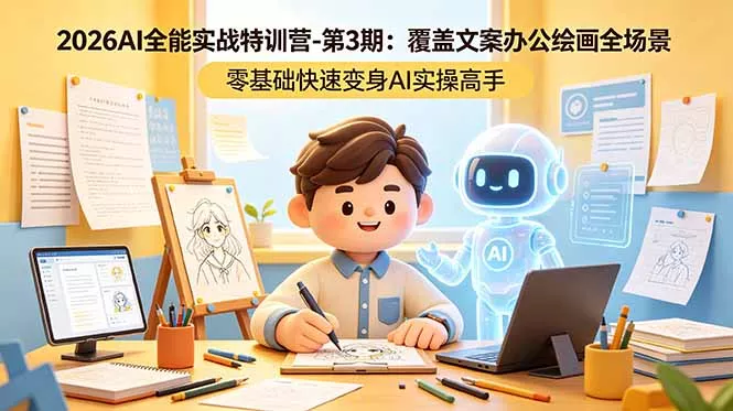 2026AI全能实战特训营-第3期:覆盖文案办公绘画全场景 零基础快速变身AI实操高手-站源网