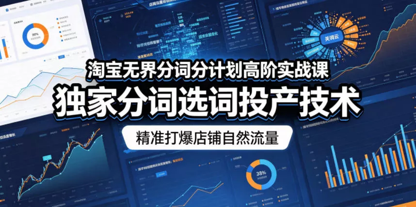 淘宝无界分词分计划高阶实战课，独家分词选词投产技术，精准打爆店铺自然流量-站源网