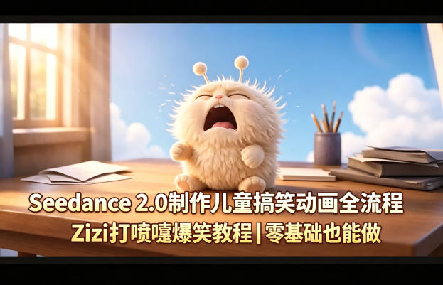 Seedance 2.0制作儿童搞笑动画全流程Zizi打喷嚏爆笑教程｜零基础也能做-站源网