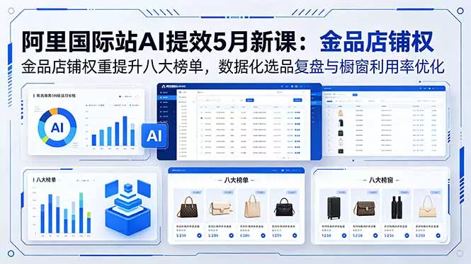 阿里国际站AI提效5月新课:金品店铺权重提升八大榜单,数据化选品复盘与橱窗利用率优化-站源网