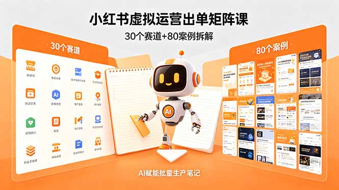 小红书虚拟运营出单矩阵课:30个赛道+80案例拆解,AI赋能批量生产笔记-站源网