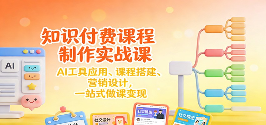 知识付费课程制作实战课：AI工具应用 、课程搭建、营销设计，一站式做课变现-站源网