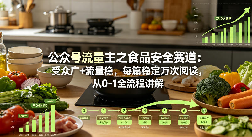 公众号流量主之食品安全赛道，受众广+流量稳，每篇作品稳定万次阅读，从0-1全流程讲解-站源网