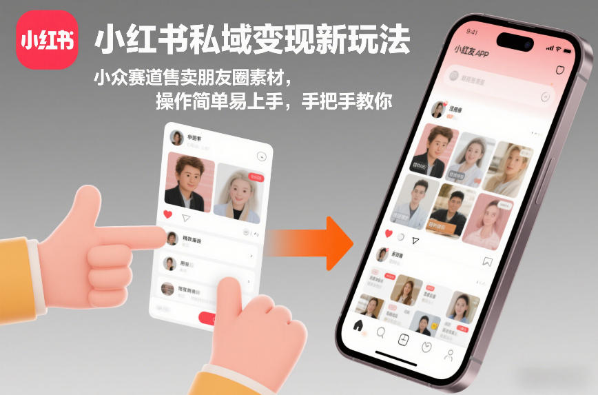 小红书私域变现新玩法，小众赛道售卖朋友圈素材，操作简单易上手，手把手教你-站源网