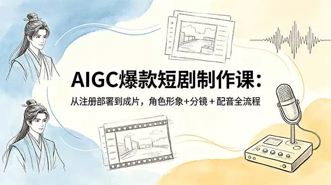 AIGC爆款短剧制作课:从注册部署到成片,角色形象+分镜+配音全流程-站源网
