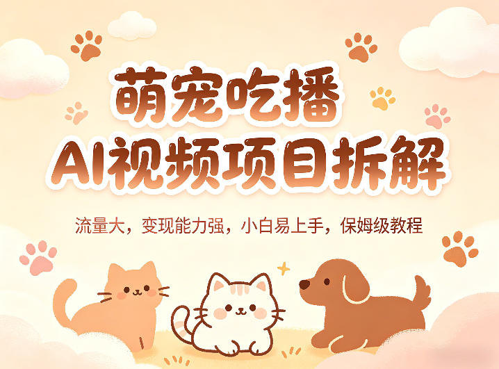 萌宠吃播AI视频项目拆解，流量大，变现能力强，小白易上手，保姆级教程-站源网
