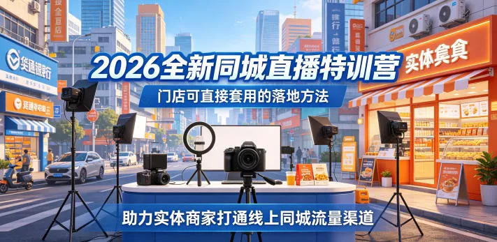 2026全新同城直播特训营，门店可直接套用的落地方法，助力实体商家打通线上同城流量渠道-站源网